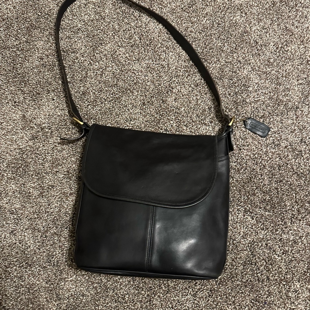 Vintage 1990’s Coach Whitney Black Leather Crossbody Bag made in the USA